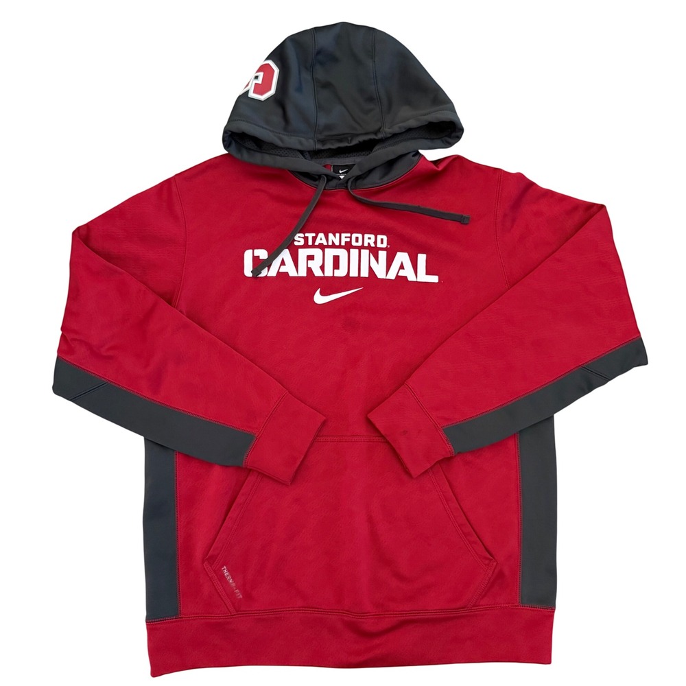 Nike‎ Stanford Cardinal Hoodie Mens Red Gray M Therma-Fit Pullover